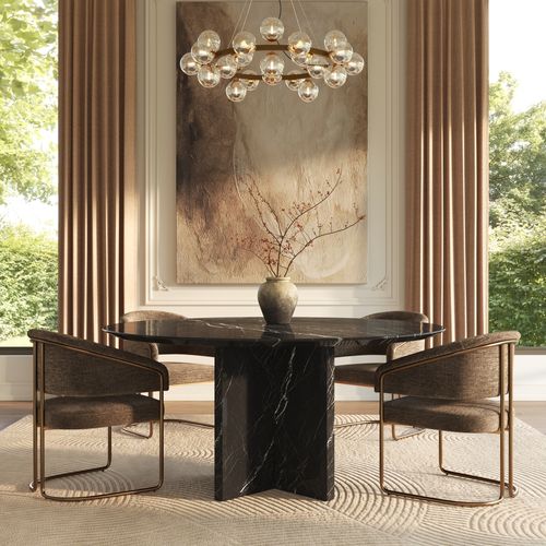Round Marble Dining Table Set