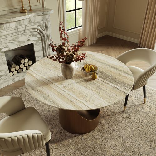 120cm Modern Luxury Round Marble Dining Table for 4