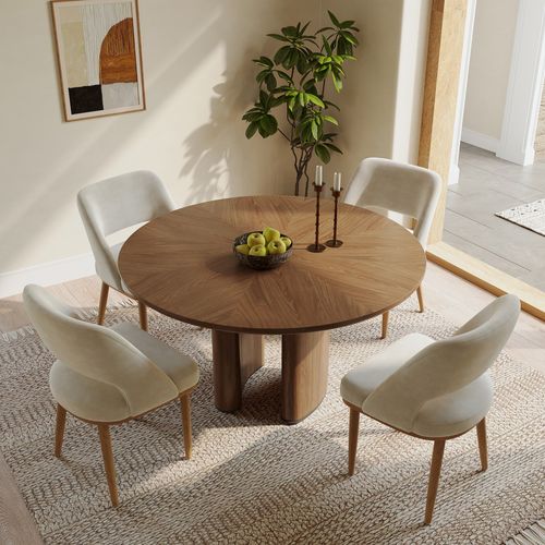 53" Modern Organic Round Wood Dining Table