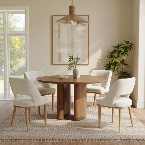 53" Modern Organic  Round Wood Dining Table