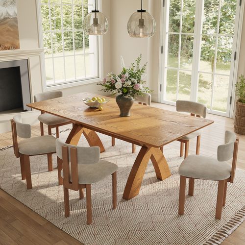 200cm Mid-Century Trestle Wooden Dining Table