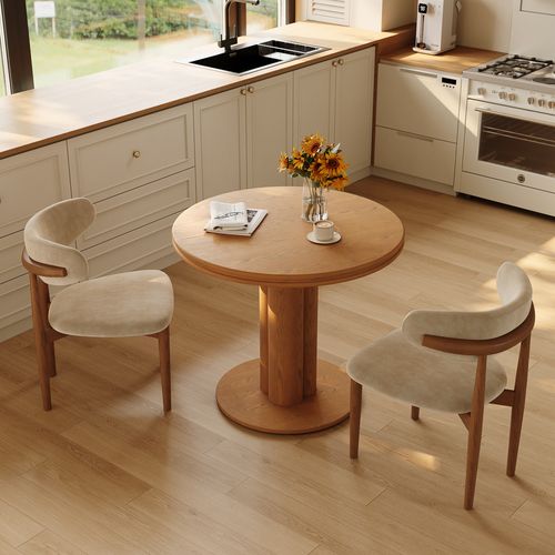 Round Wooden Small Dining Table Set For 2