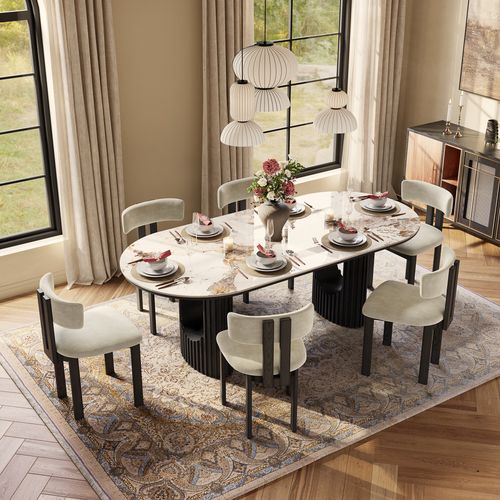 71" Contemporary Oval Dining Table for 6