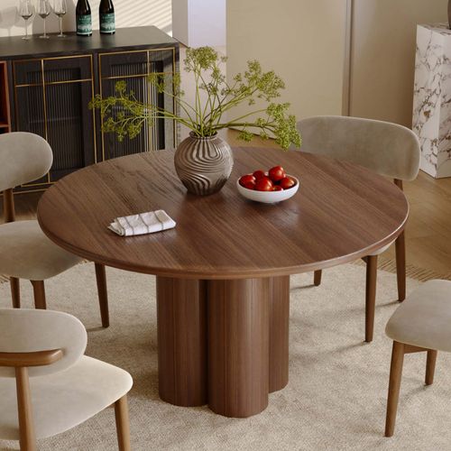 47" Mid-Century Modern Round Wood Dining Table for 4