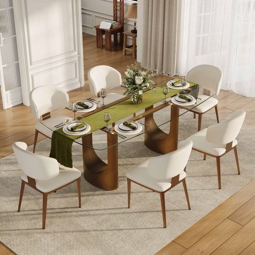 71" Modern Glass Dining Table for 6