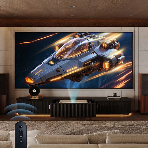 118" Black Smart UST Projector Cabinet PT8138 – Large Stand with Hidden Storage & Cable Management