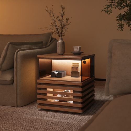 45 Slatted Side Table with LED Lights