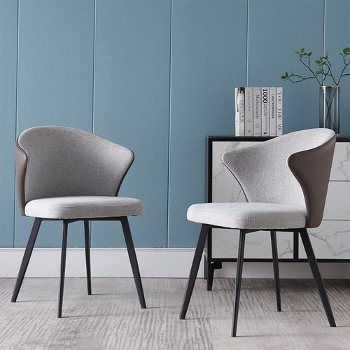 Mordern Upholstered Linen Chairs Set of 2