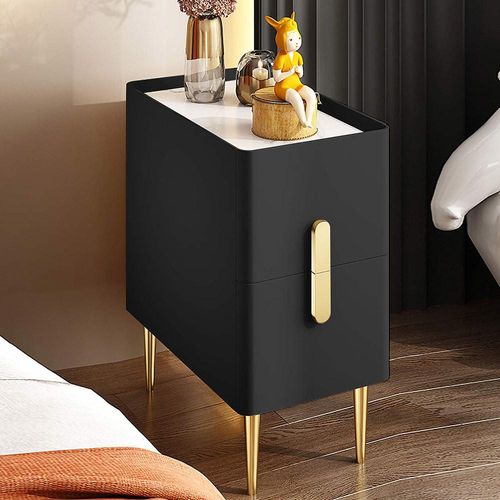 50-Inch Black Nightstand with 2 Drawers