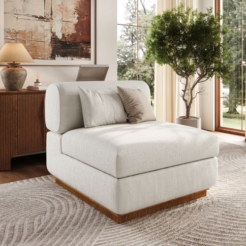 34 Inch Armless Waterproof Chenille Storage Sofa Chair Modular Modern Beige Couch