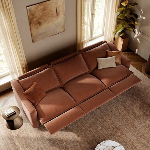 121" Modern Oversized Power Reclining Sofa with Pet-Friendly Fabric