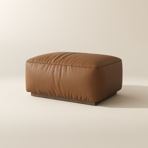 Brown Genuine Leather Modular Sofa Ottoman