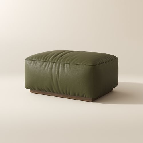 Green Genuine Leather Modular Sofa Ottoman