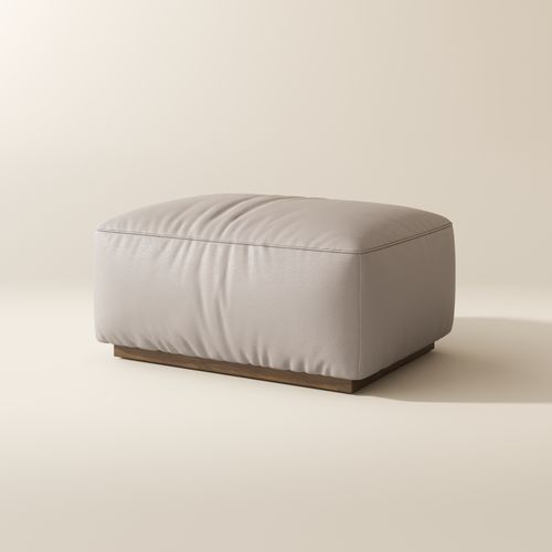 Beige Genuine Leather Modular Sofa Ottoman