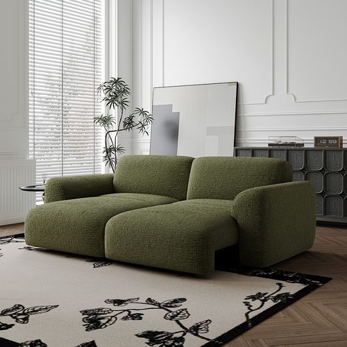 82.68" Luxury French Creamy Loveseat Power Sleeper Sofa Bed Retractable with Remote Control