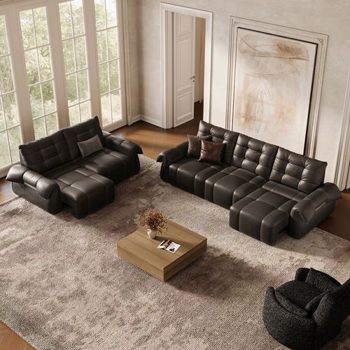 Cygnus-Power Genuine Leather Sofa Bed Set