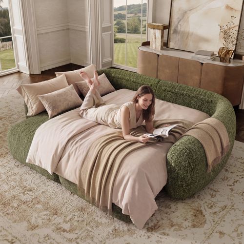 Mila Organic Modern Full Lay Flat Power Recliner Sofa Bed With Remote Control