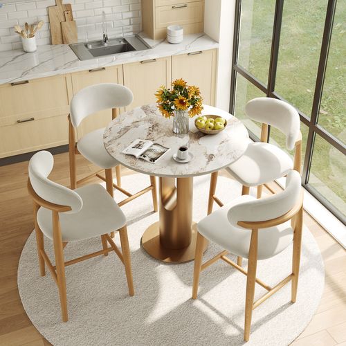 5-Piece Modern Counter Height Bistro Table Set for 4 – 35" Pandora Small Kitchen Table Set for Kitchen