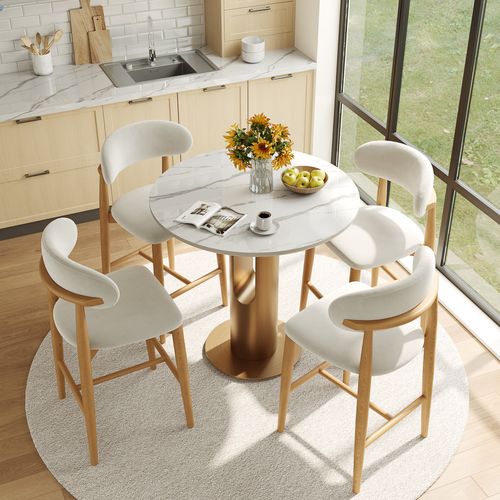12-Piece Modern Counter Height Dining Table Set for 4 – 35 White Small Kitchen Table Set for Kitchen