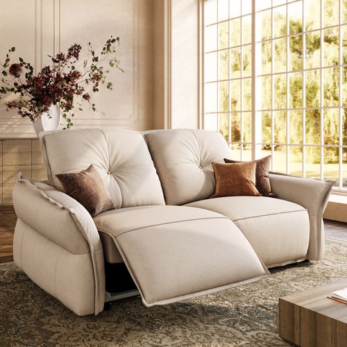 82.7" Luxury Top-Grain Leather Power Reclining Loveseat with Independently Adjustable Headrests and Footrests