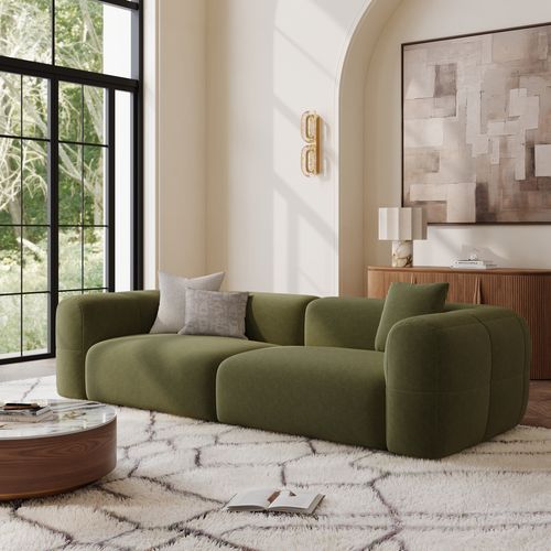 Conto-Minimalist Couch 2-3 Seater Vintage Scratch-resistent Fabric Green Lounge Sofa