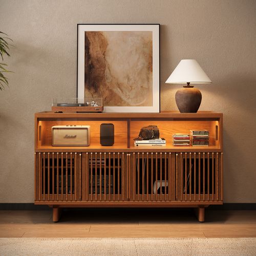 Arboren-55" Mid-Century Modern Tall Media Console
