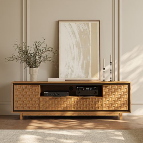 71" Geometric Media Console with Open Shelf