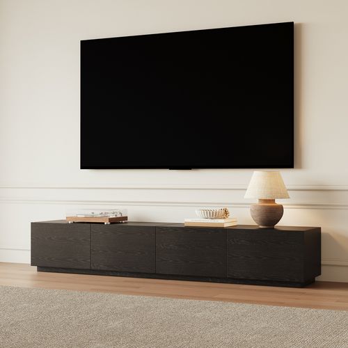 Modern Black TV Stand with Drawers