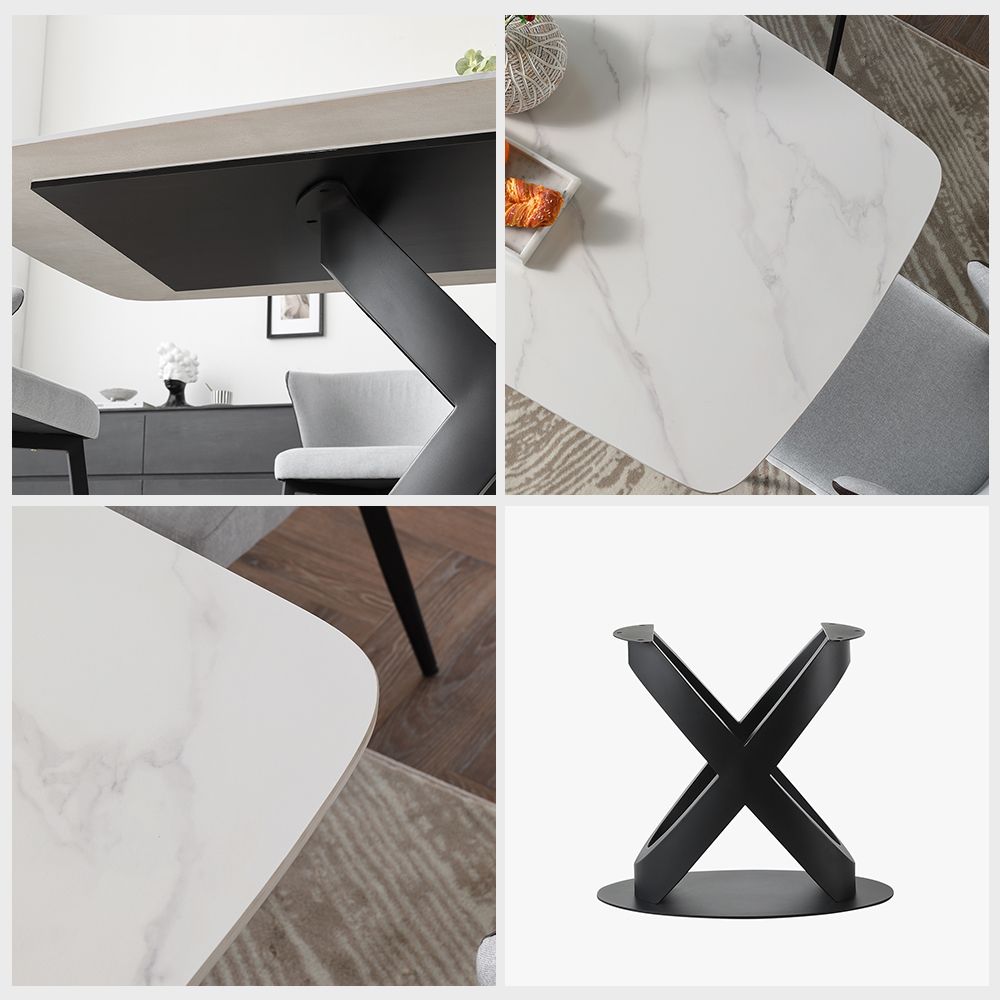 White Matte Sintered Stone Dining Tables