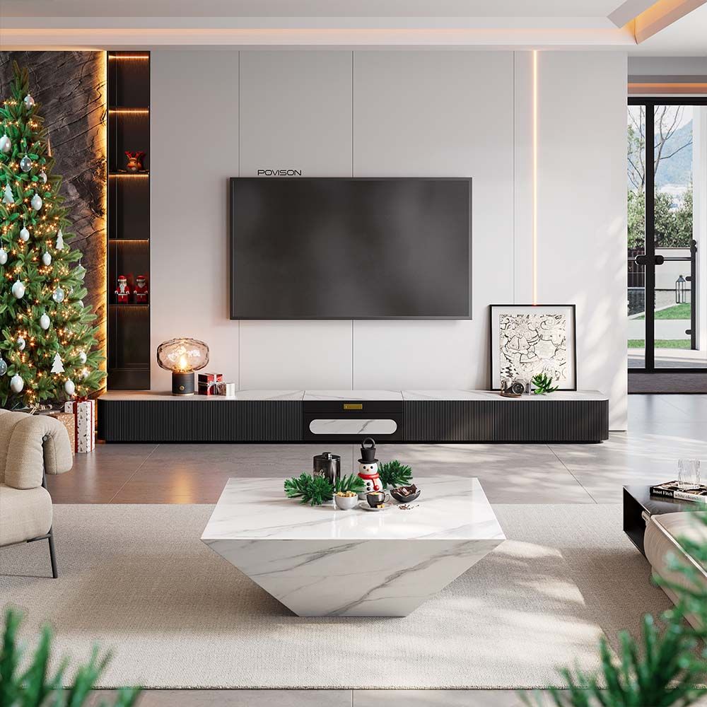 White & Black Sintered Stone TV Stands