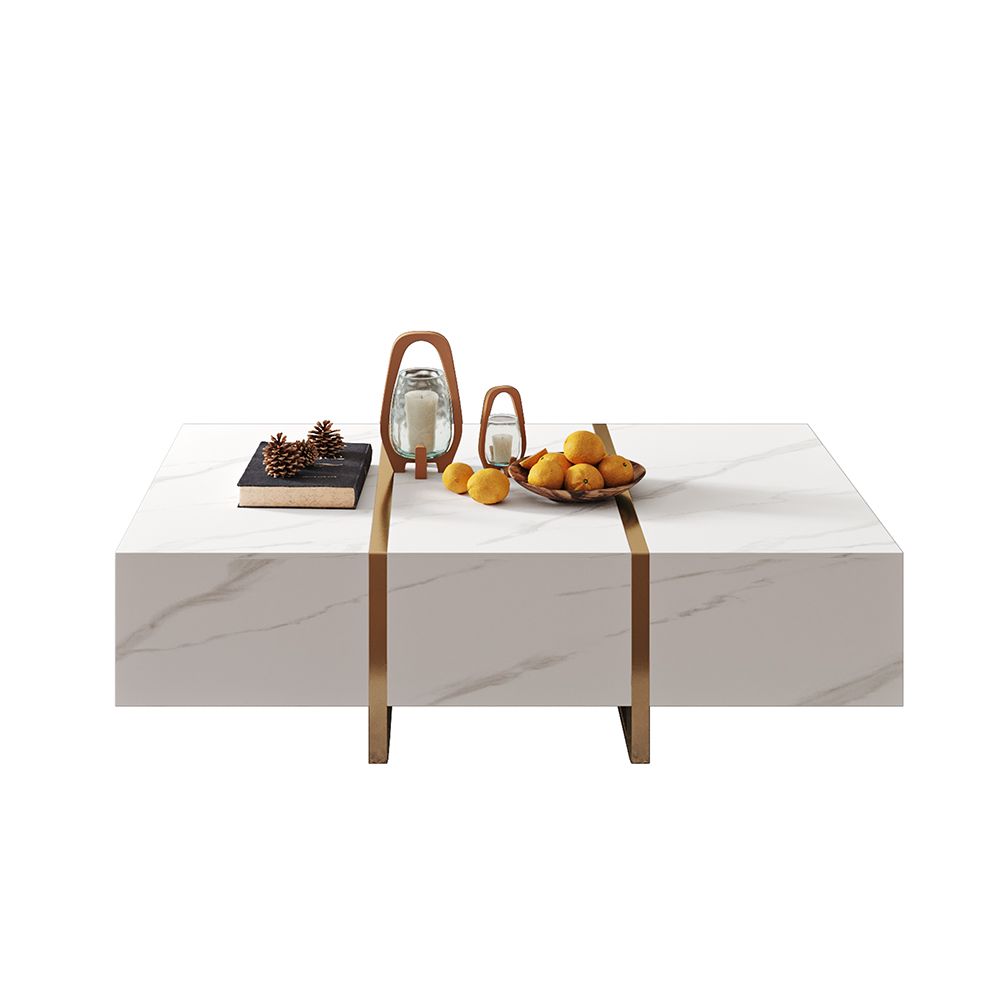 White Sintered Stone Living Room Set