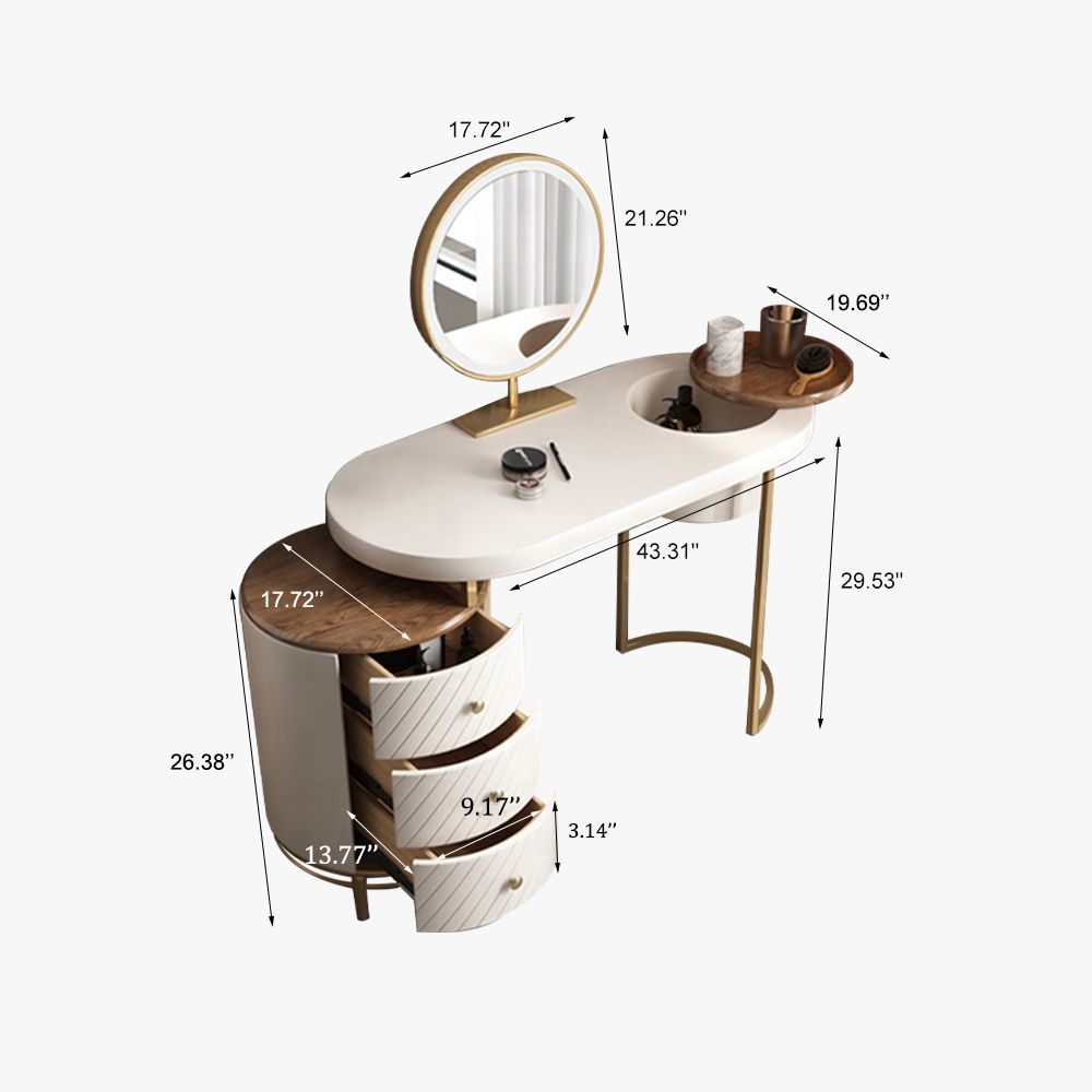 Metal Leg White MDF Makeup Vanities
