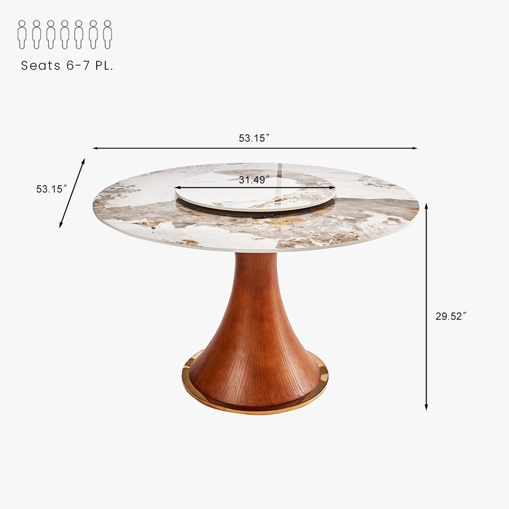 Partly Assemble Wood color Glossy Sintered Stone Dining Room Set