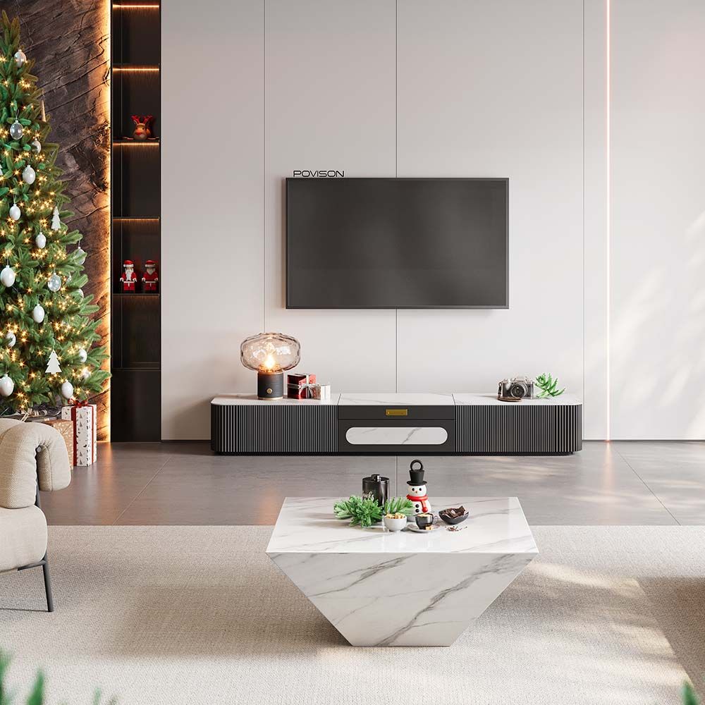 White & Black Sintered Stone TV Stands