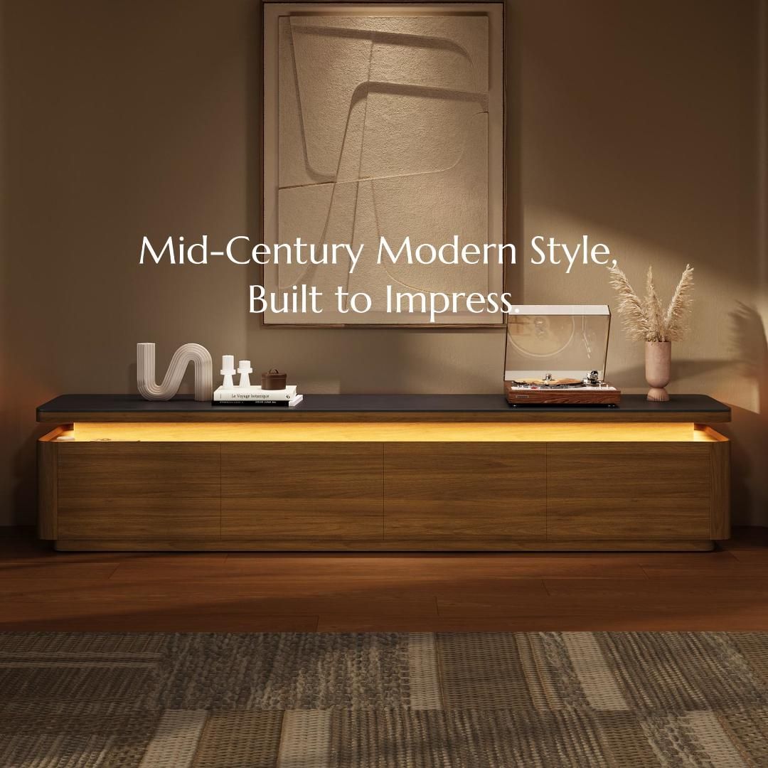 with Light Dark Wood & Black MDF TV Stands