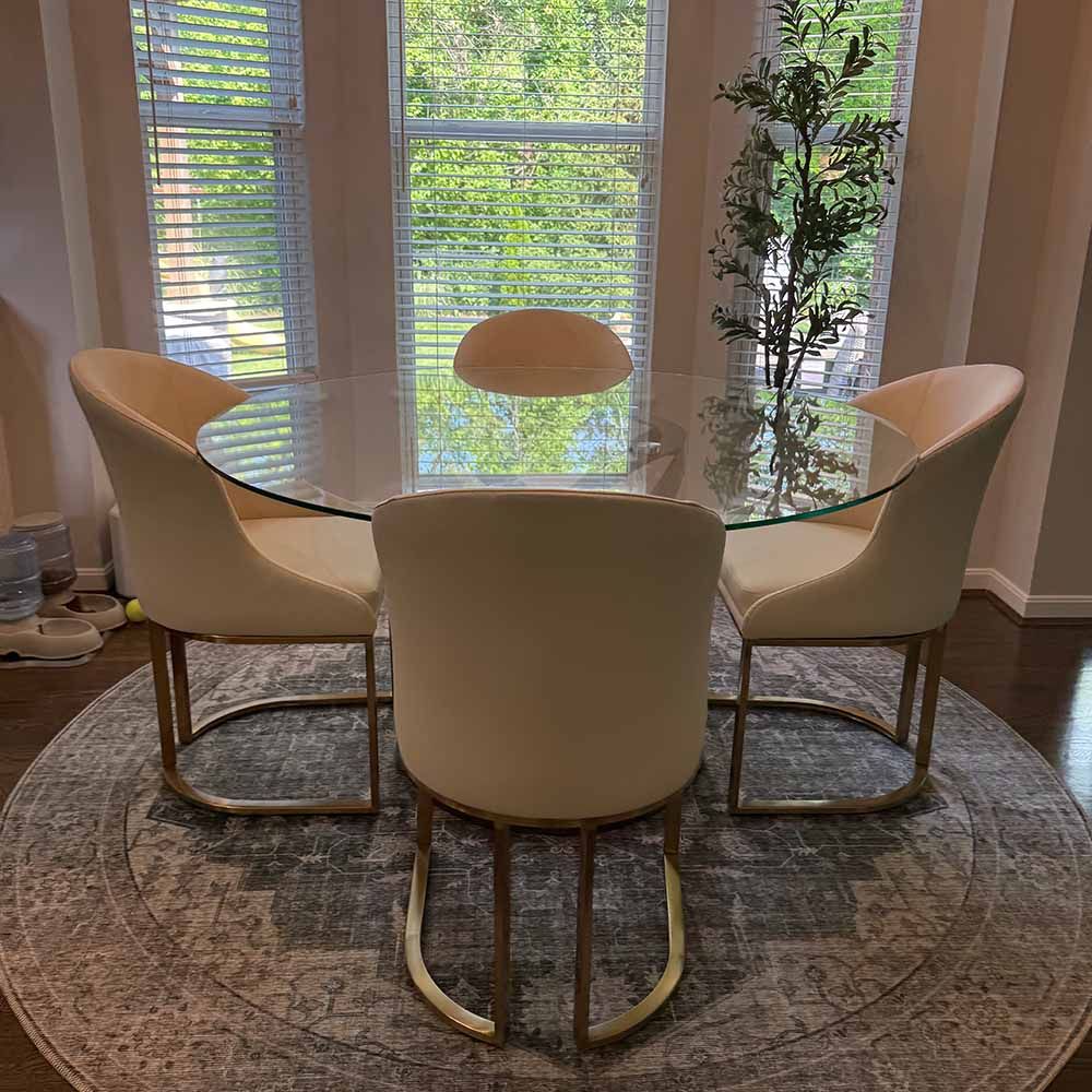 Pedestal Clear Tempered Glass Dining Tables