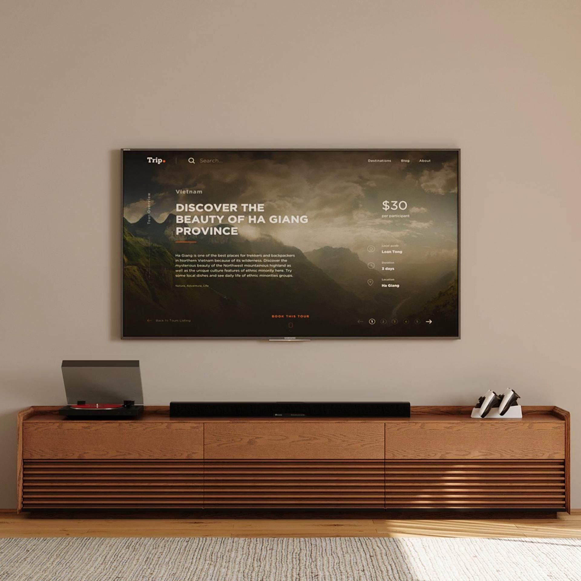 On the Ground Walnut Plywood TV Stands