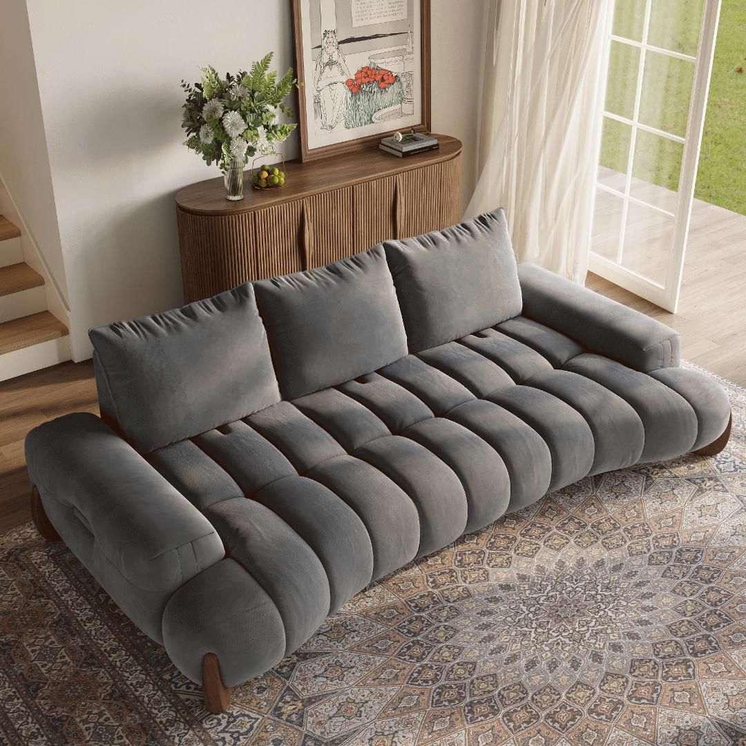 Green Grey Velvet Modular Sofas