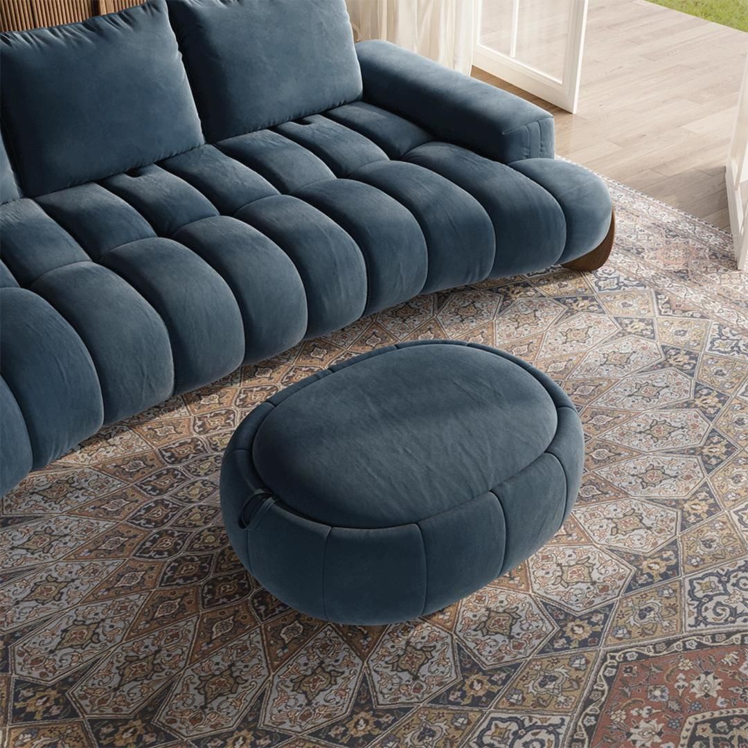 Oversized Blue Velvet Modular Sofas
