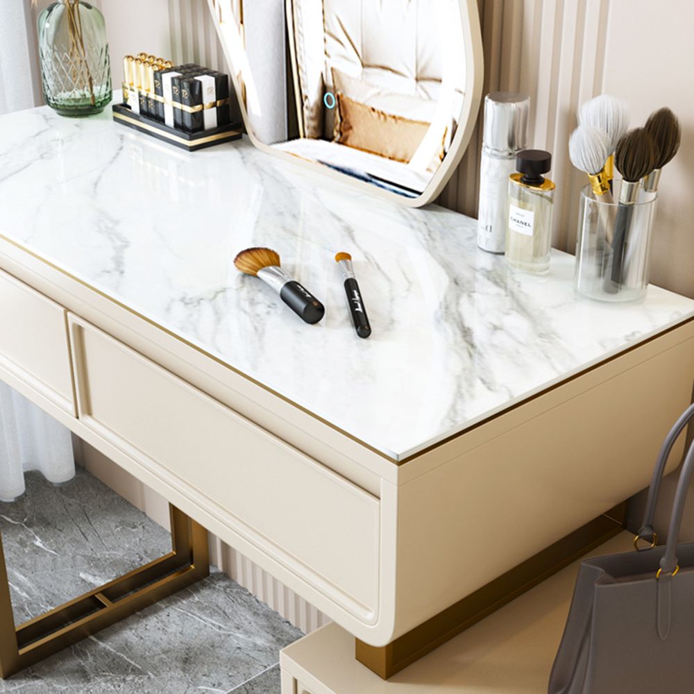 Metal Leg Beige MDF Makeup Vanities