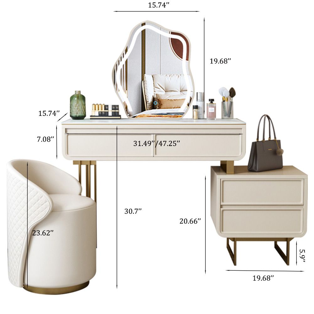Metal Leg Beige MDF Makeup Vanities
