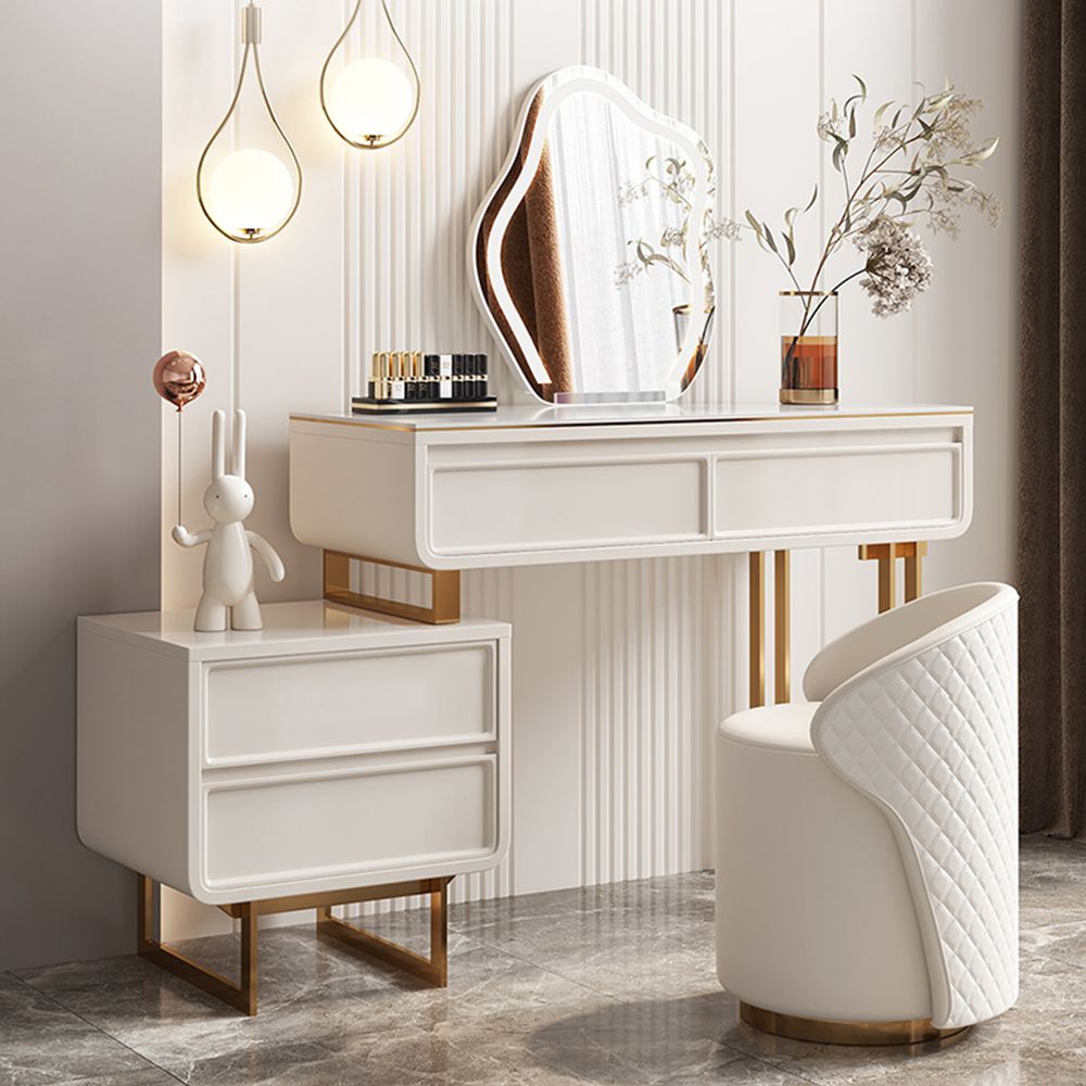 Metal Leg Beige MDF Makeup Vanities