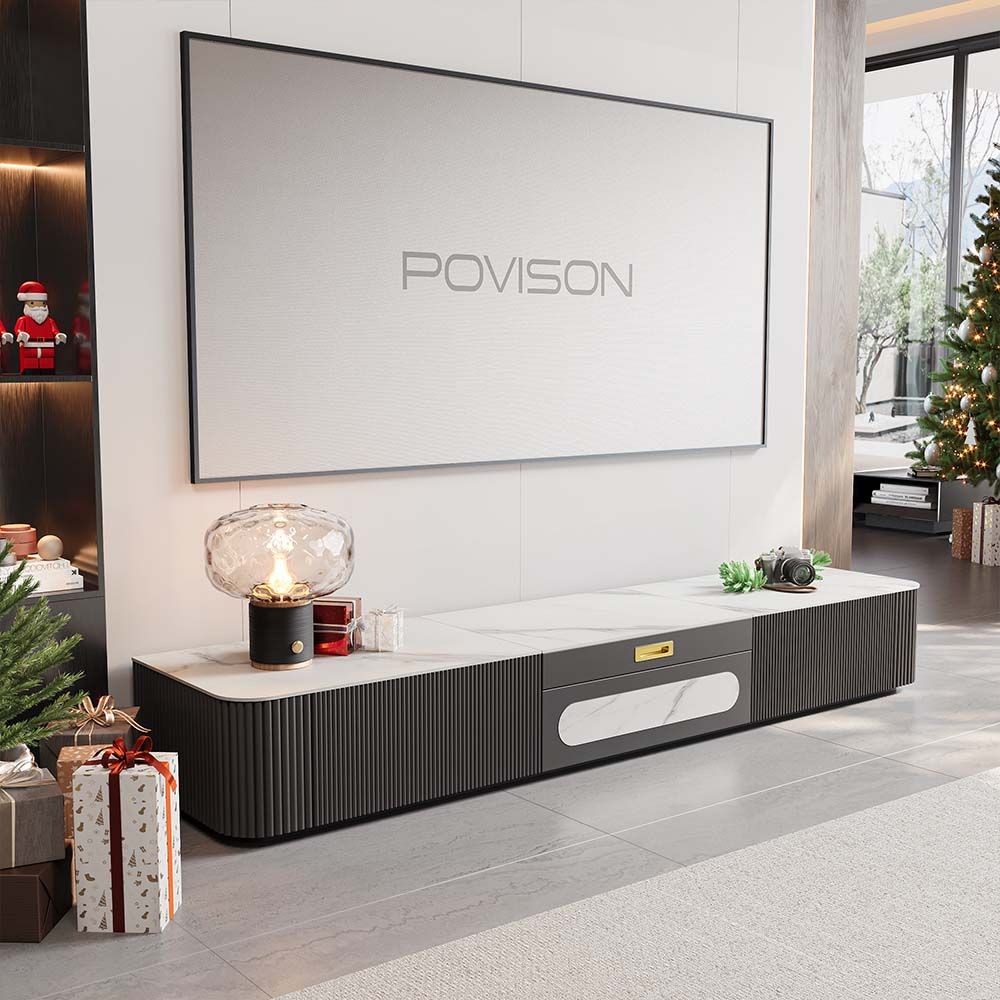 White & Black Sintered Stone TV Stands