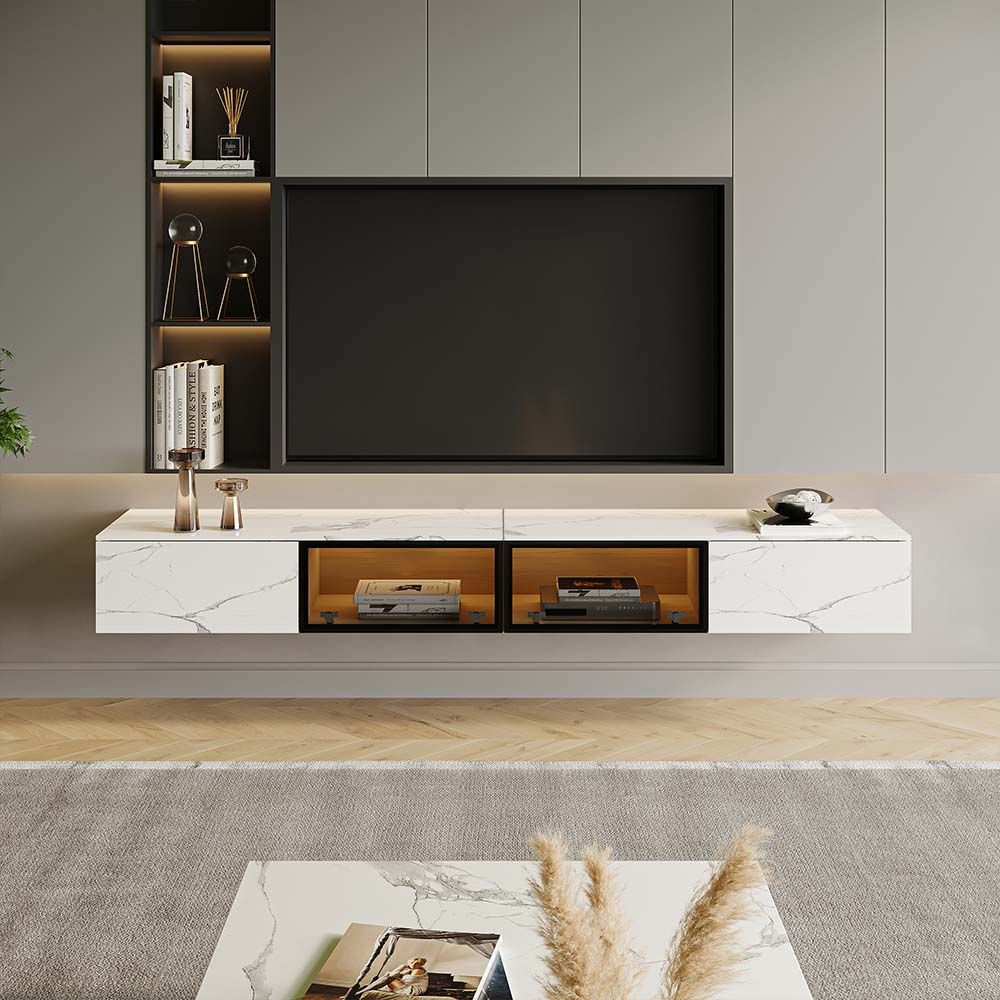 White Sintered Stone TV Stands