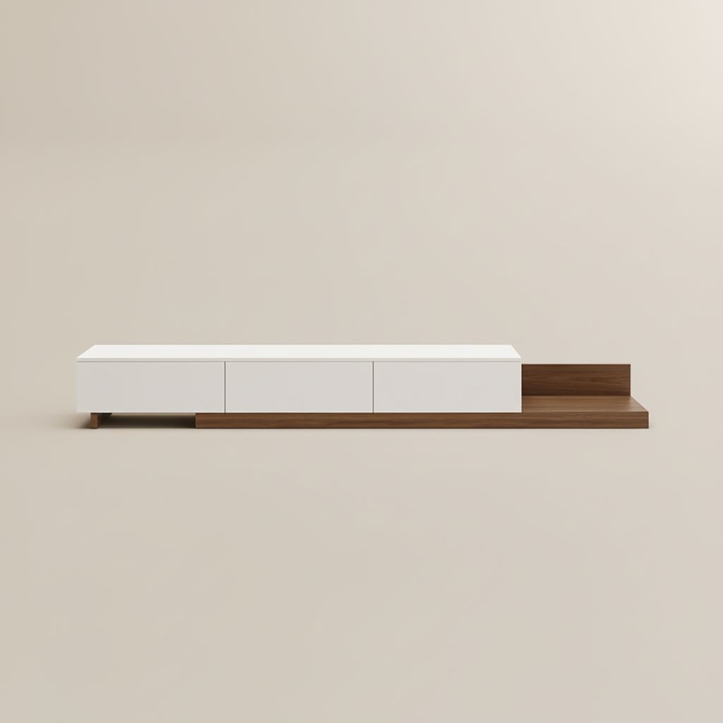 Floor TV Stand Dark Wood & White MDF TV Stands