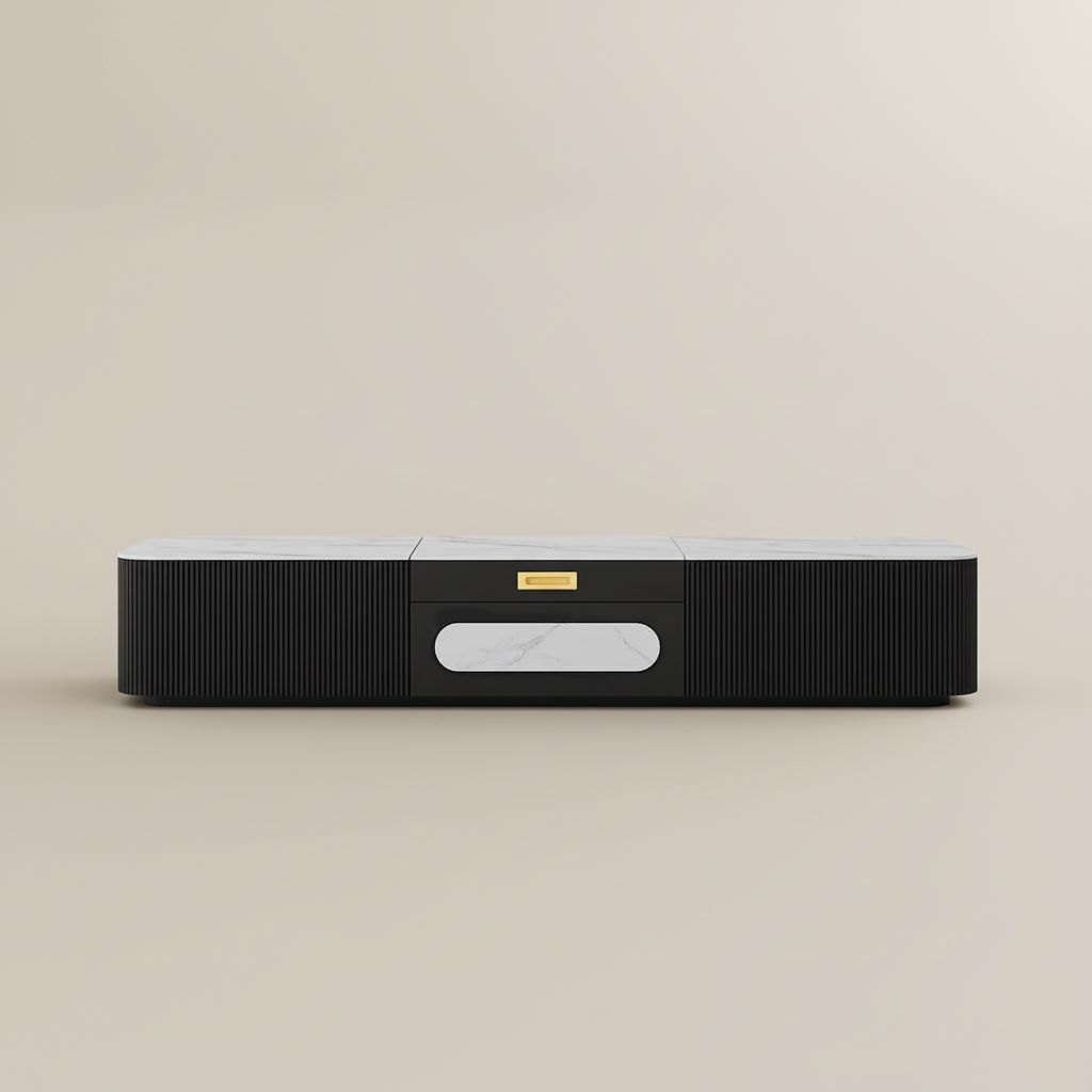 Modern White & Black Sintered Stone TV Stands