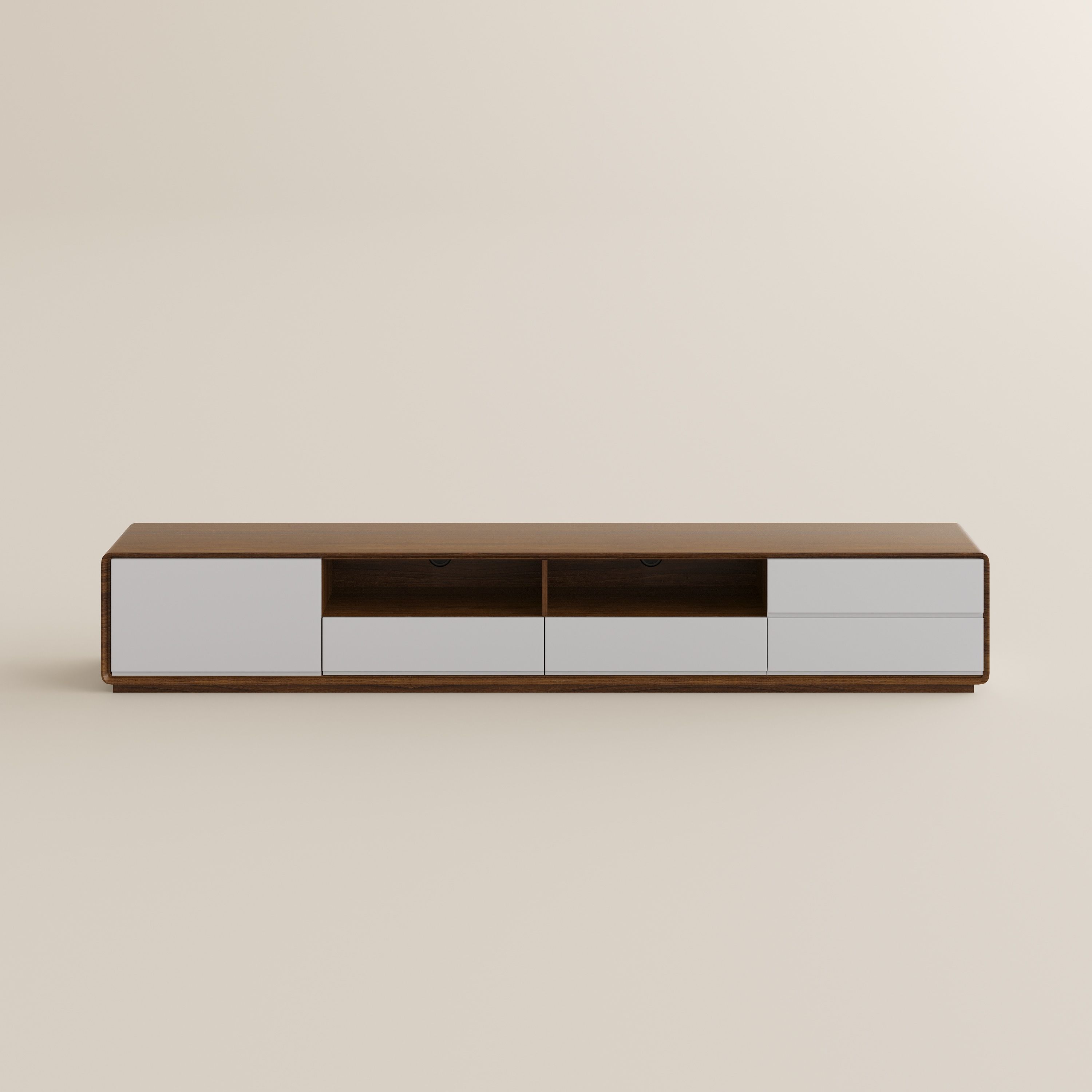 Bois foncé et blanc  MDF Meubles TV