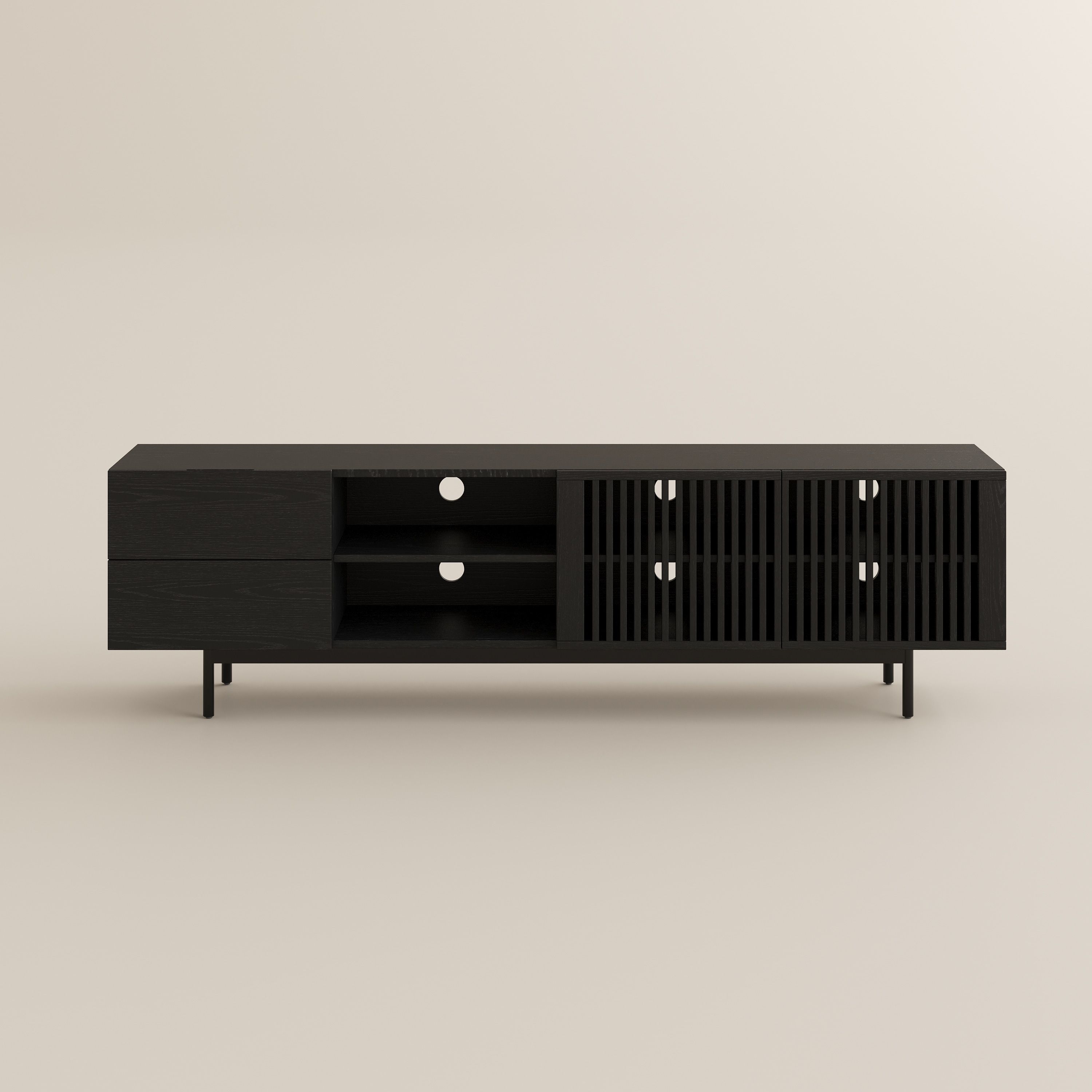 Mid Century Modern Black Plywood TV Stands