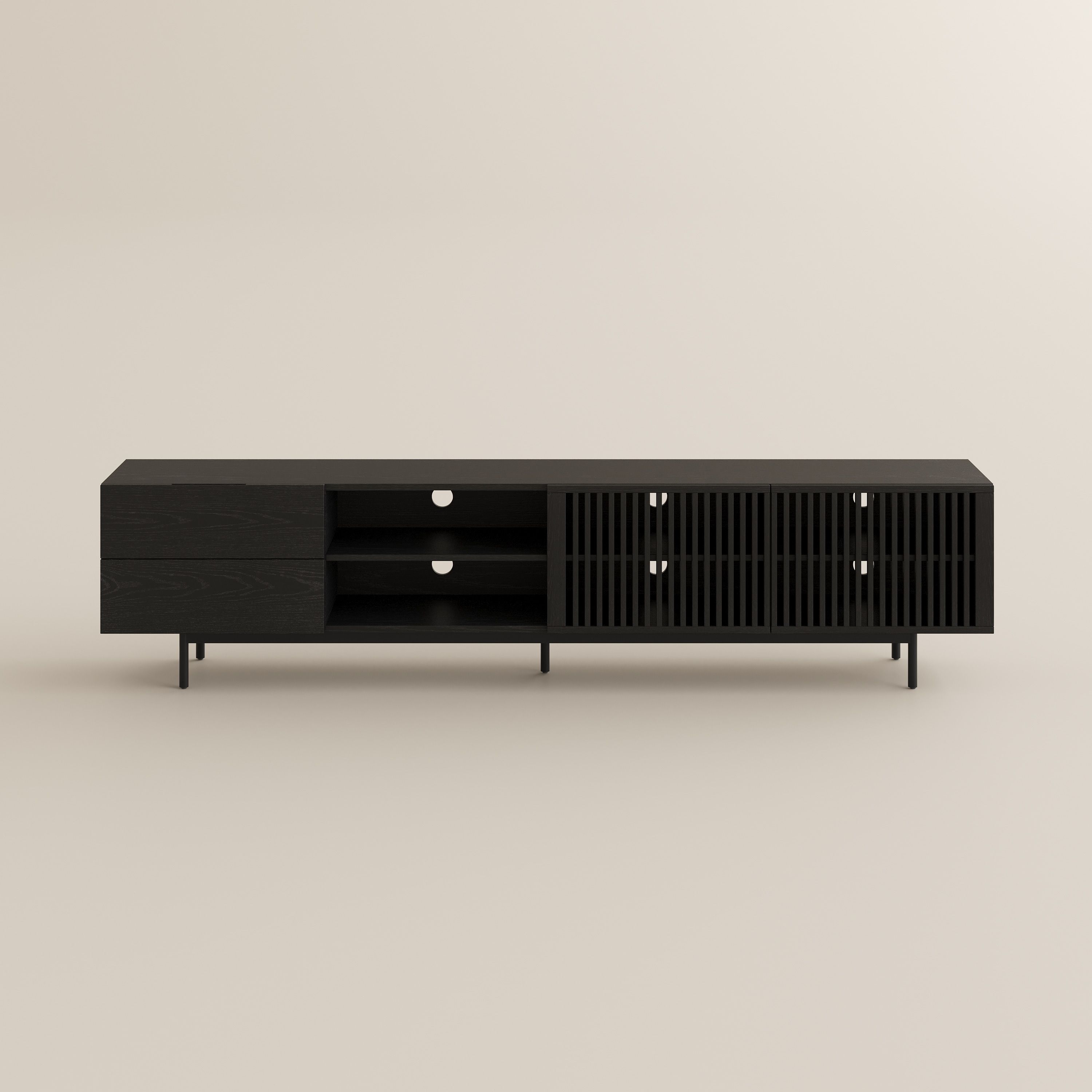 with Drawers Black Plywood TV Stands