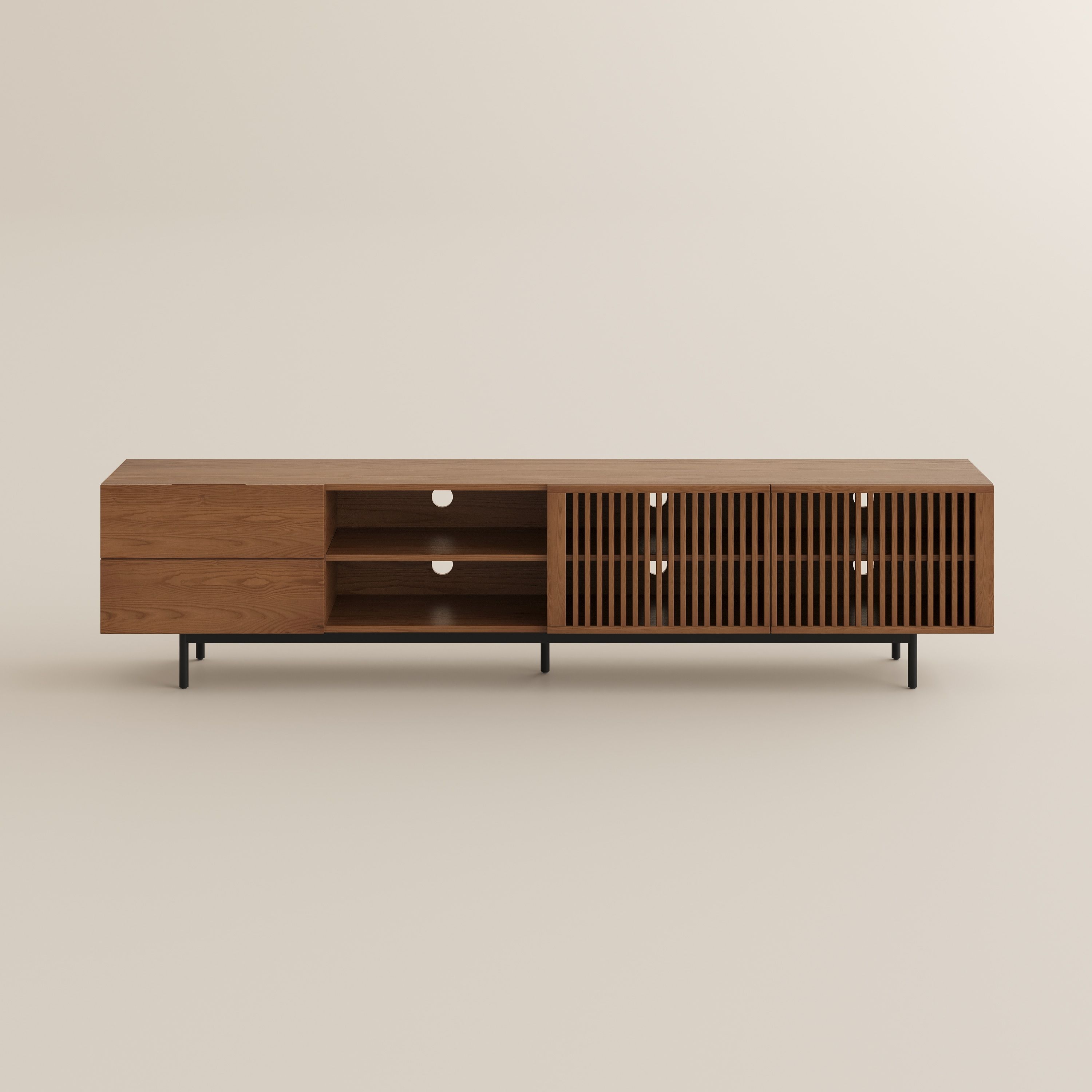 with Storage Walnut Color Plywood TV Stands